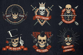 create skull tactical military army badge logo design