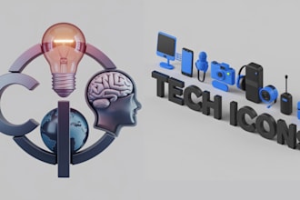 design tech icon, app icon, security logo