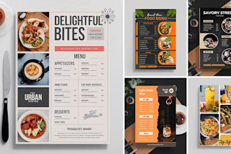 create professional menu design and resturant design or food flyer
