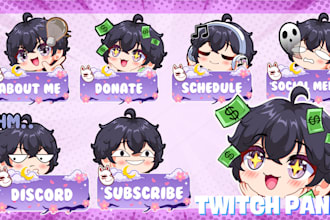 draw custom twitch panels for your stream in chibi anime style