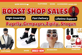 design shopify product page, shopify landing page in gempages, pagefly