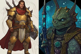 draw dnd, fantasy or sci fi characters art commissions
