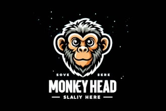 make an amazing monkey head mascot logo in 12 hours