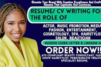 craft expert resume for hairstylist barber model, actor, artists, film, music
