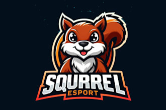 design outstanding squirrel esport mascot logo with express delivery