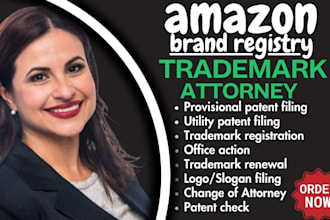 do your trademark registration, patent check, ppa, renewal for amazon brand usa