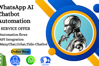 setup manychat, uchat, twilio,tidio shopify whatsapp ai chatbot API integration