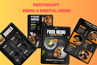 bar menu, food menu, food poster, digital, menu board, food flyer