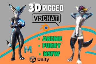 do custom vrchat avatar, vrc model, 3d character, vr avatar, furry model, vrchat