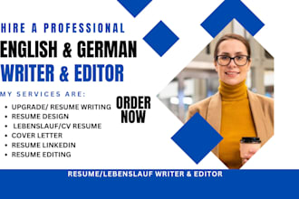 create german or english cv resume, resume writing lebenslauf and cover letter