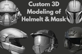 design 3d modeling of a helmet, 3d armor or mask for 3d printing