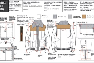 technical flat sketch, tech pack for fashion, tote bag, manufacturer production