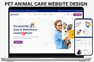build responsive pet care website dog training website animal care website