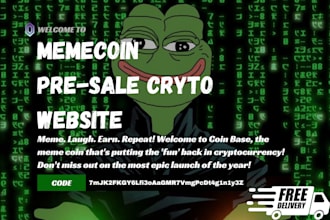 create meme coin website, crypto website, meme and pepe coin pre sale