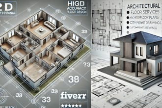 draw and design any architectural interior 2d floor plan blue print city permit