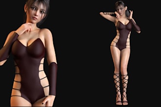 port 3d realistic character,nsfw art,daz3d model,retopology,pbr texture,ue5 rig