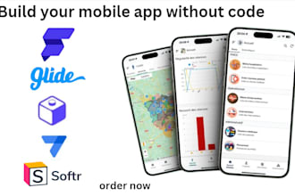custom app development using  appsheet, glide, draftbit,  flutterflow and softr