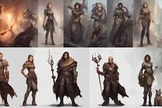 create high quality 2d character art, fantasy art, sci fi art, and concept art