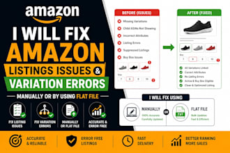 fix amazon listings issues and variation errors manually or by using flat file