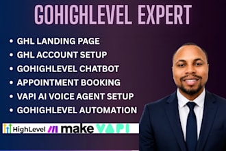 gohighlevel setup, automation, vapi ai, landing page, chatbot ai