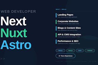 build your website or landing page with nextjs, nuxt or astro