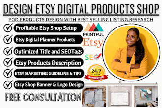 setup etsy shop digital products digital planner design etsy SEO listing rank