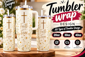 design awesome sublimation wrap designs for tumblers with 2d, 3d illustration