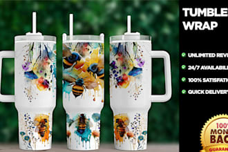 design awesome sublimation wrap designs for tumblers with 2d, 3d illustration