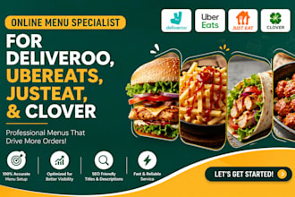 do ubereats, deliveroo, justeat, clover restaurant menu data entry