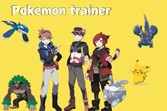 custom pokemon art, fakemon sprite sheet, pokemon trainer, danganronpa