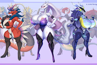 draw digital furry illustration, character concept art