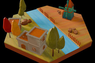 create stylized low poly 3d objects for games