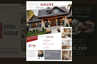 design real estate, open house, just sold flyer, one pager, dl flyer or eddm