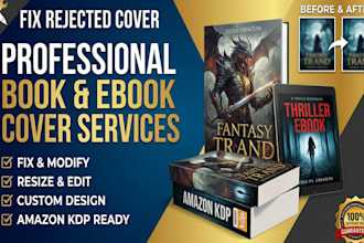 fix resize, edit, modify, rejected kdp book cover, ebok cover and manuscript