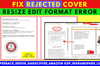fix resize, edit, modify, redesign, rejected book cover and manuscript