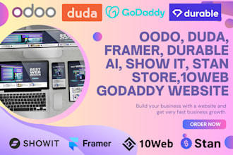 create odoo, duda, show it, durable ai, 10web, godaddy website and landing page
