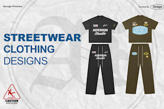design a custom streetwear tshirt and hoodie merch designs