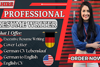 write an executive resume, professional resume, and cover letter