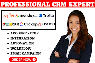 do trello asana clickup monday crm zapier zoho workflow integration automation