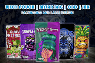 design unique mylar bag, weed pouch and cbd product labels