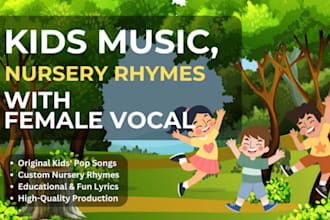 sing children educational song, jingle, blues, nursery rhymes as a female singer
