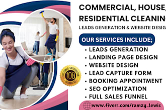 generate commercial cleaning leads, house cleaning, carpet cleaning website