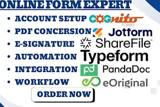 setup sharefile eoriginal cognito forms pandadoc docusign typeform jotform  VA