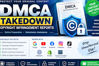 prepare and submit dmca takedown notices for copyright infringement