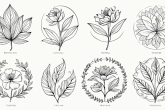 design digital minimalist line art botanical boho logo