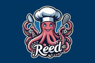 design outstanding reed octopus mascot logo with new concept