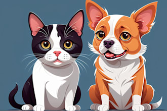 draw vector illustration cartoon dog cat animal pet portrait