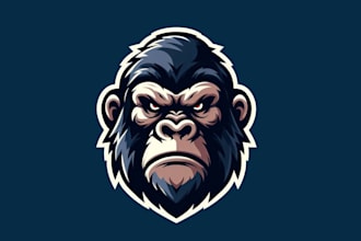 design eye catchy angry gorilla head mascot logo in express delivery