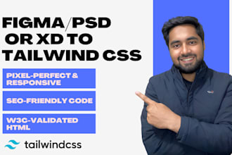 convert PSD xd figma to tailwind CSS with clean fast code