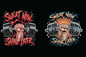 do high quality gym fitness t shirts logo design